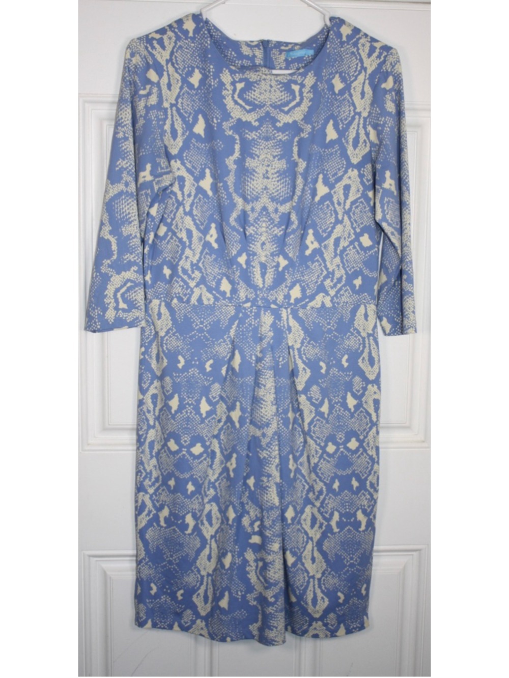 J. McLaughlin Blue Catalina Cloth Snakeskin Print Front Pleat Dress Size M